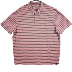 L.L.Bean Men's XXL REG Traditional Fit Striped Polo‎ Shirt Salmon Gray